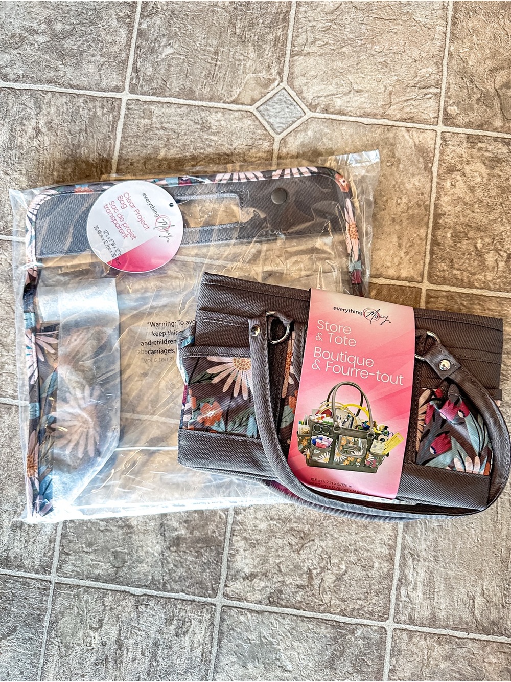 Everything Mary Store & Tote and Clear Project Bag Set Craft Supplies Storage